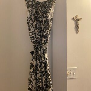 Elegant Black and White Floral Dress
